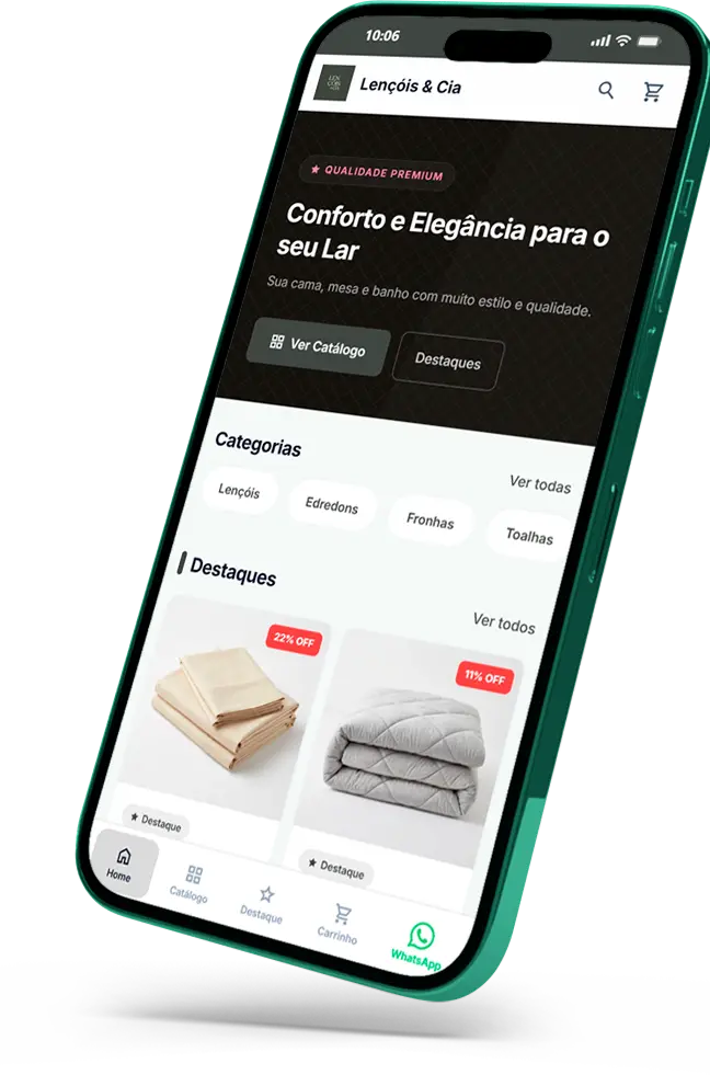 Mockup da loja no celular