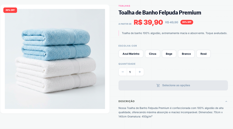Página de produto com compra simples